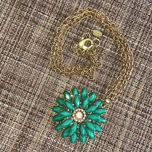 Amrita Singh Teal Colored, Floral Crystal Necklace